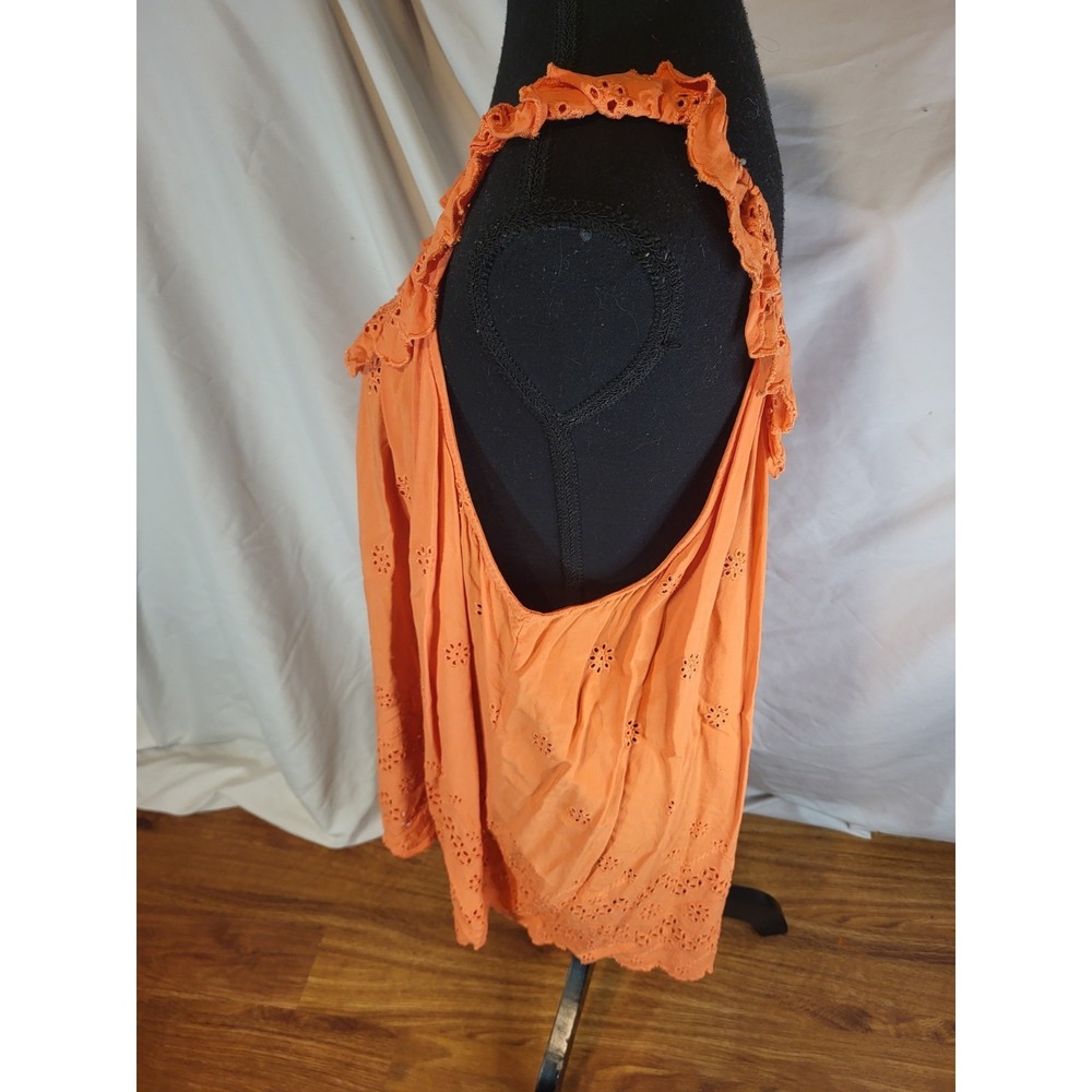 Torrid Nasturtium Eyelet Ruffle Tie Front Tank Top Blouse Size 4X Plus Orange - Picture 3 of 5